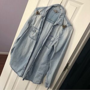 Chambray Ombre Stud Accented Button Down